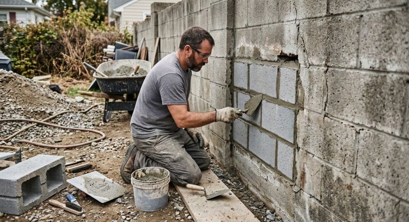 Cinder Block Wall Repair in Lehi, UT