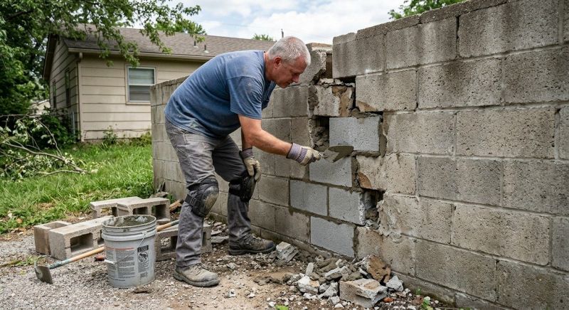 Cinder Block Wall Repair in Midvale, UT